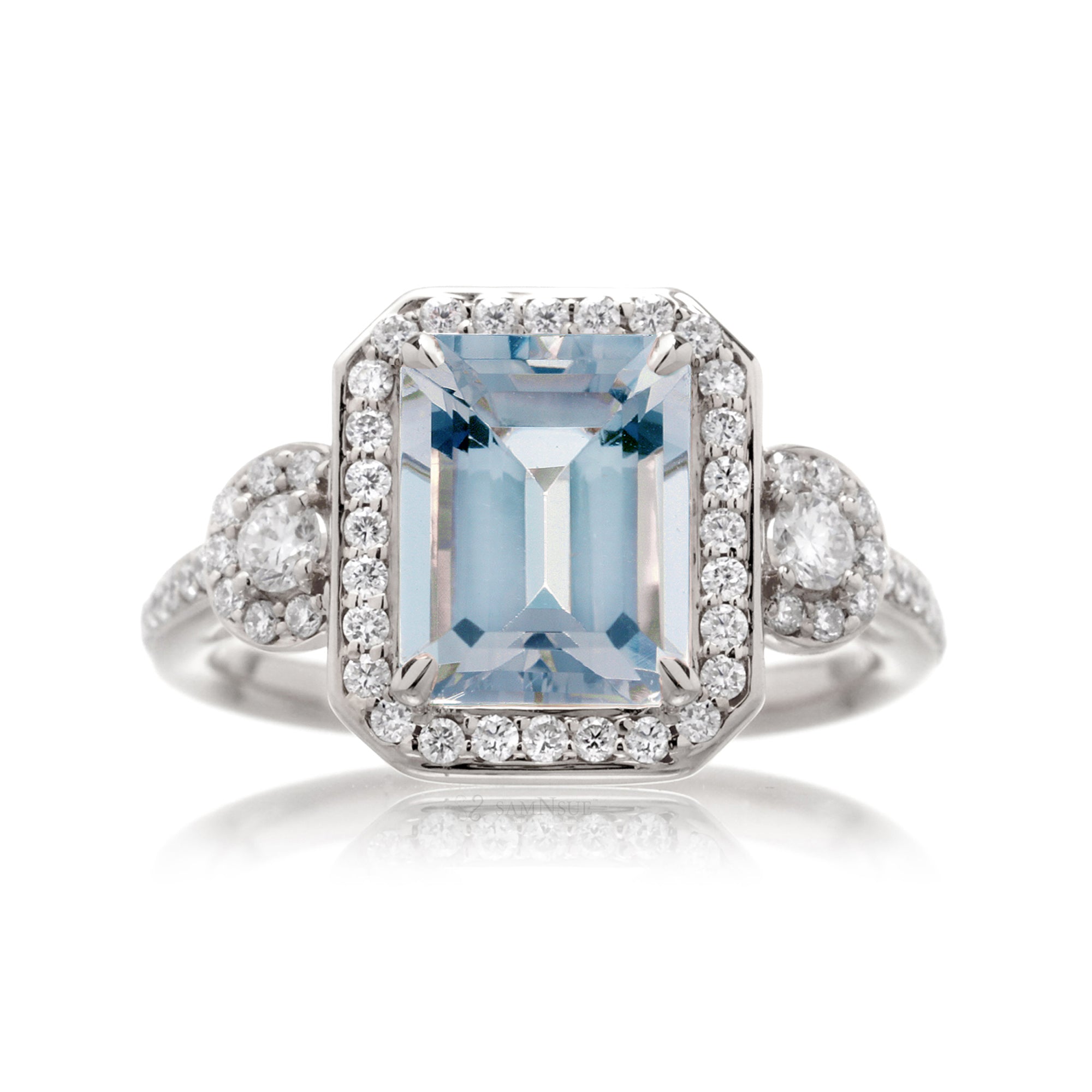 The Nancy Emerald Cut Aquamarine Ring