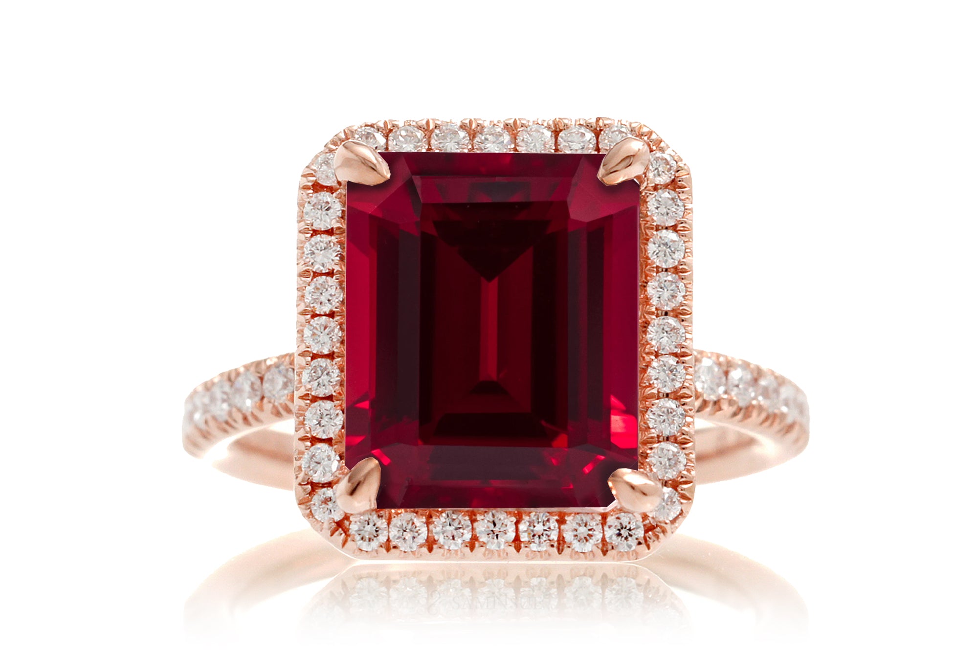 Ruby and emerald sales engagement rings