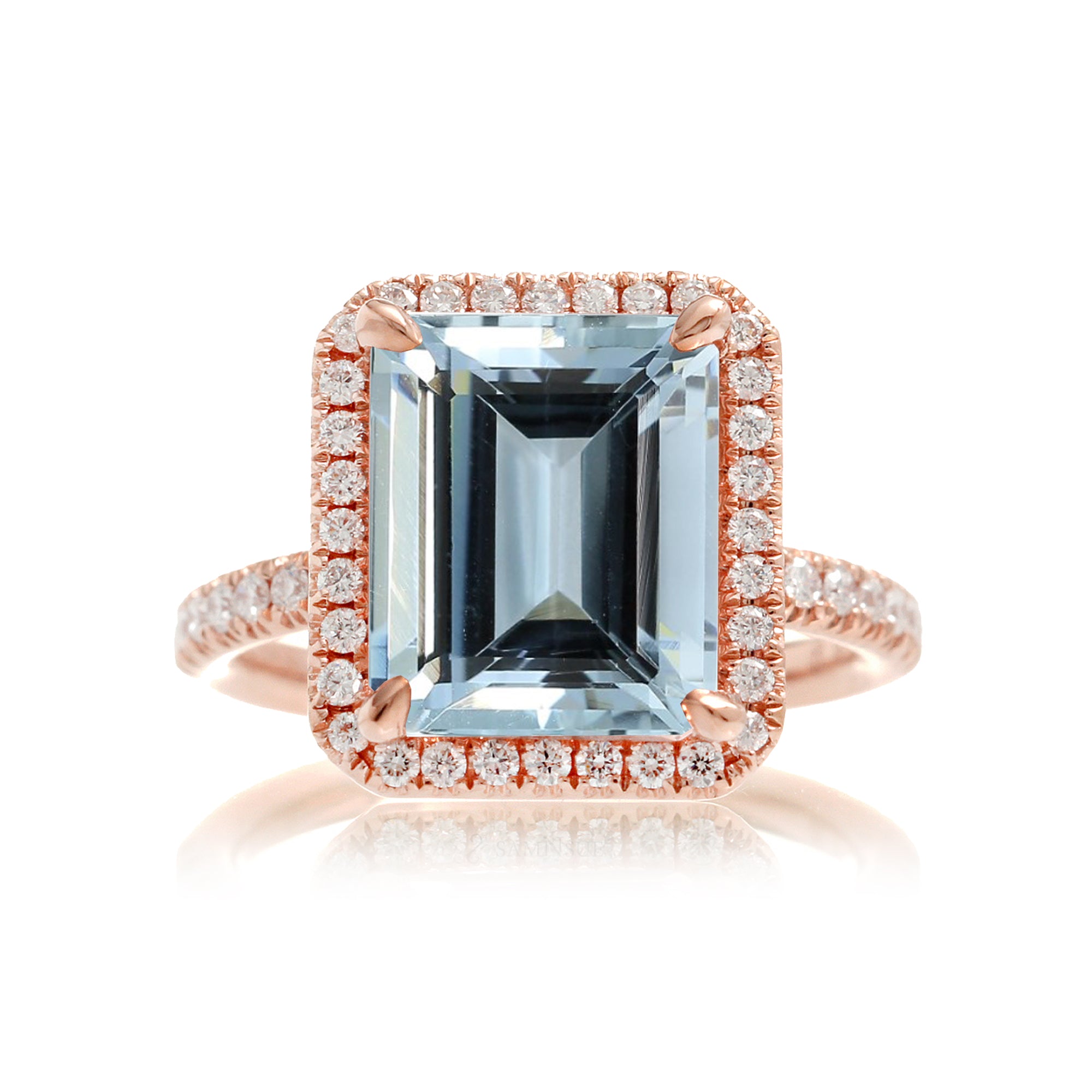 The Drenched Emerald Cut Aquamarine Ring