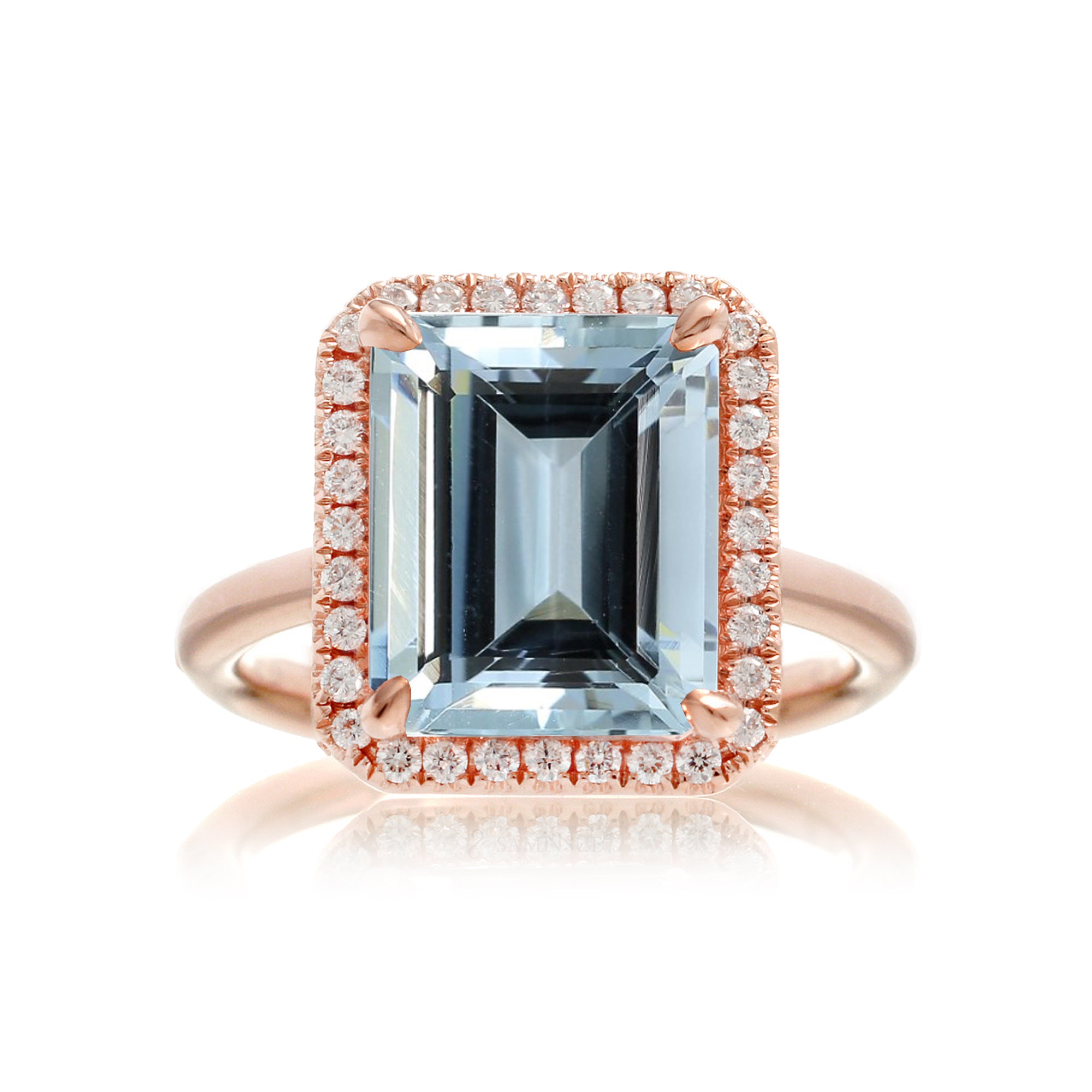 The Drenched Emerald Cut Aquamarine Ring