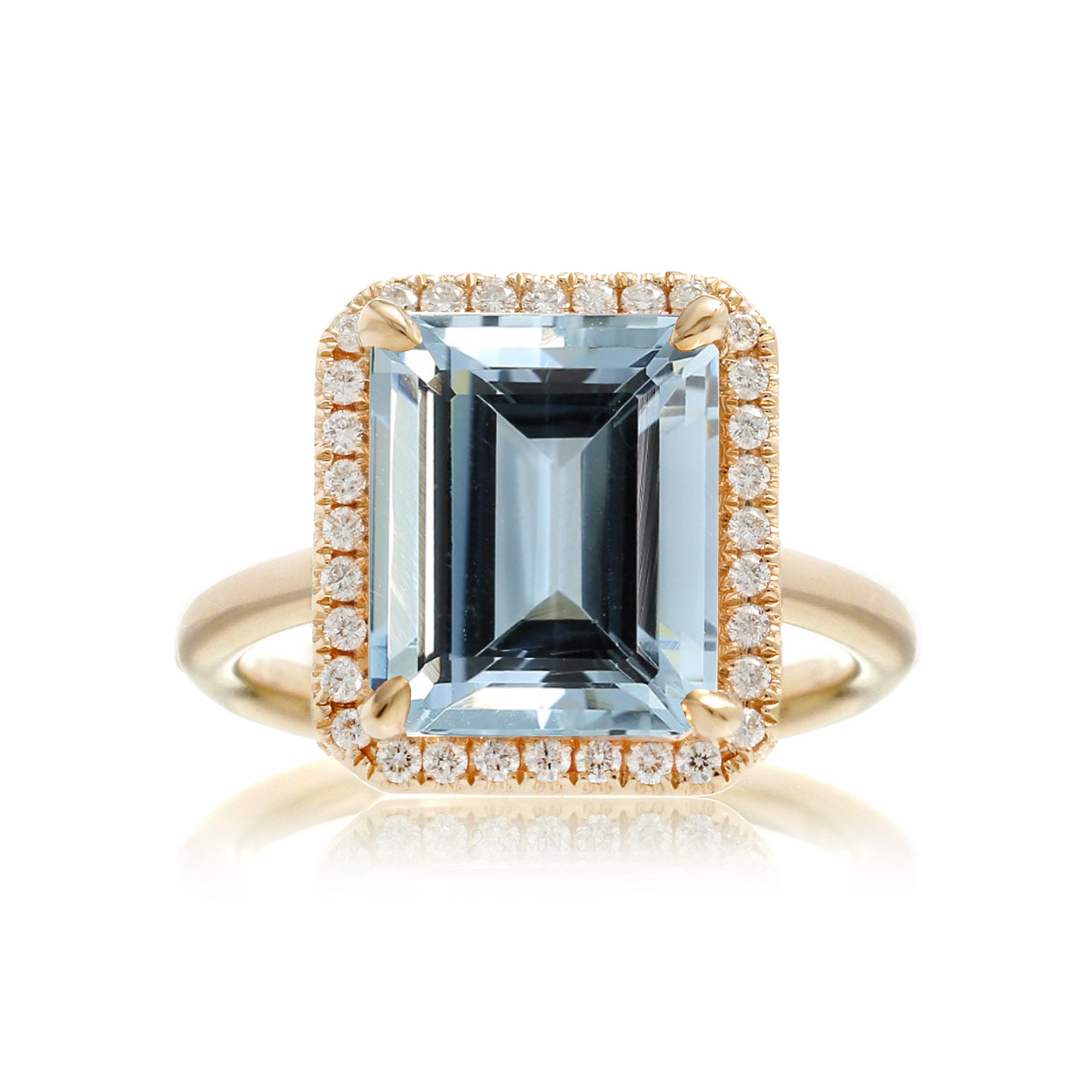 The Drenched Emerald Cut Aquamarine Ring