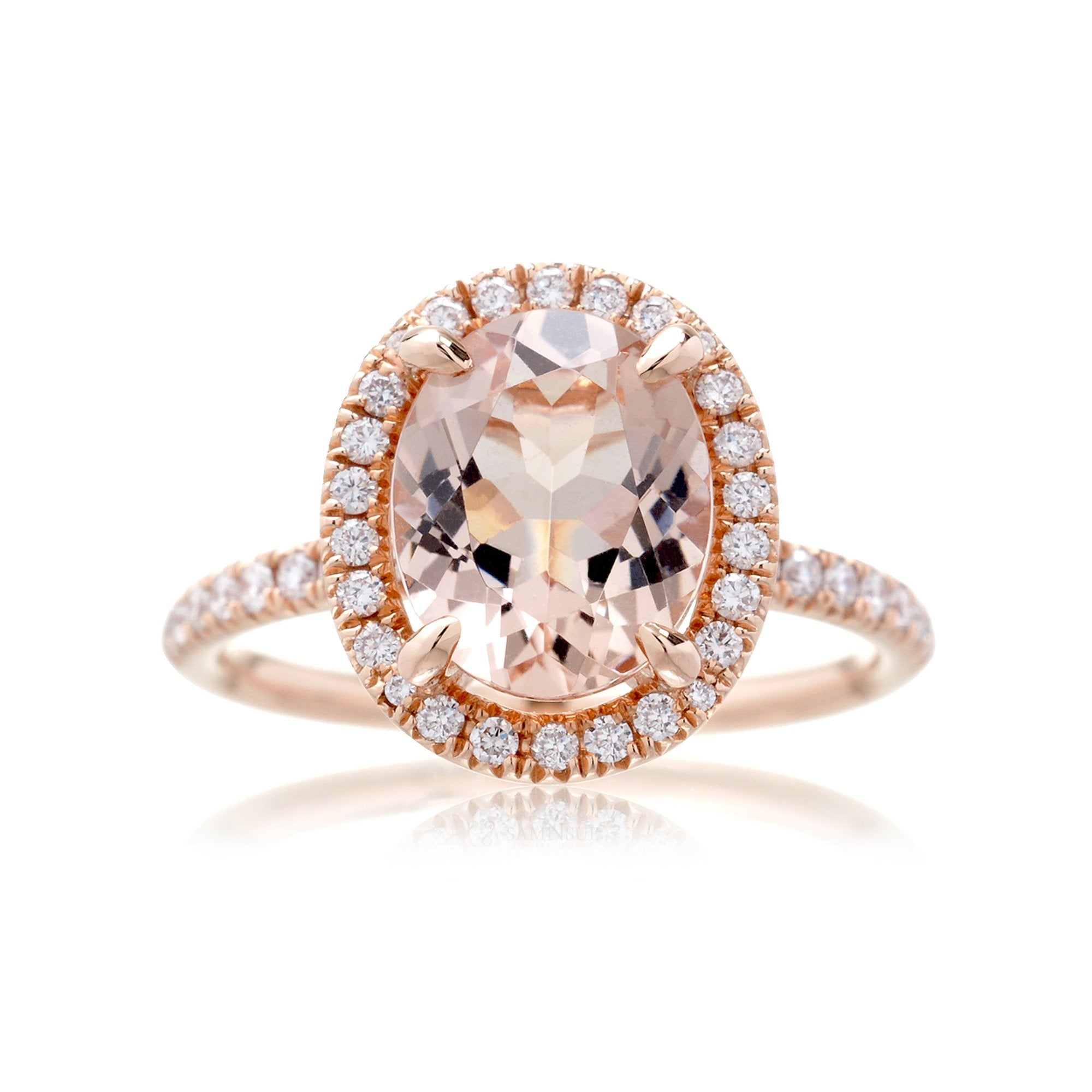 Oval cut morganite engagement ring The Drenched rose gold