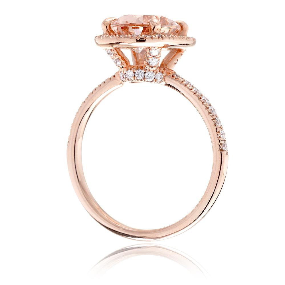 Oval cut morganite engagement ring The Drenched rose gold side view