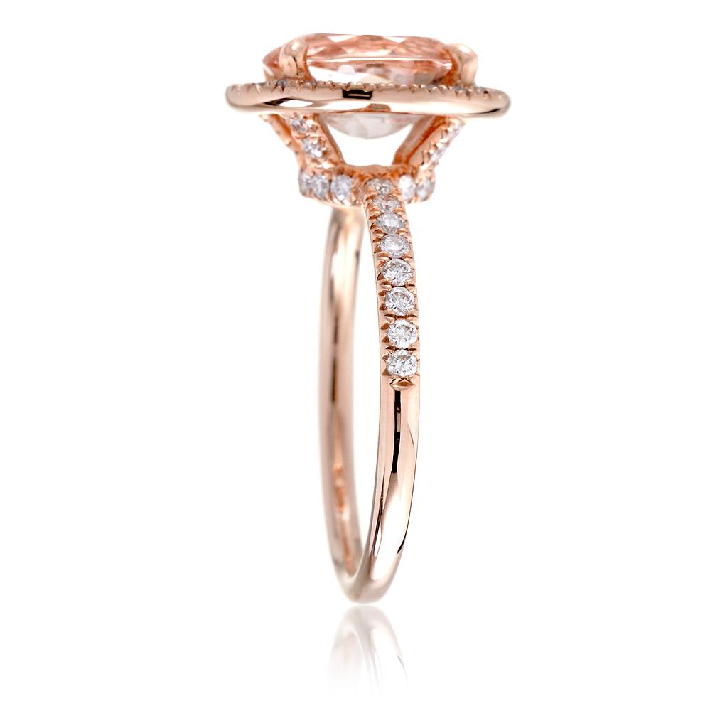 Oval cut morganite engagement ring The Drenched rose gold profile view