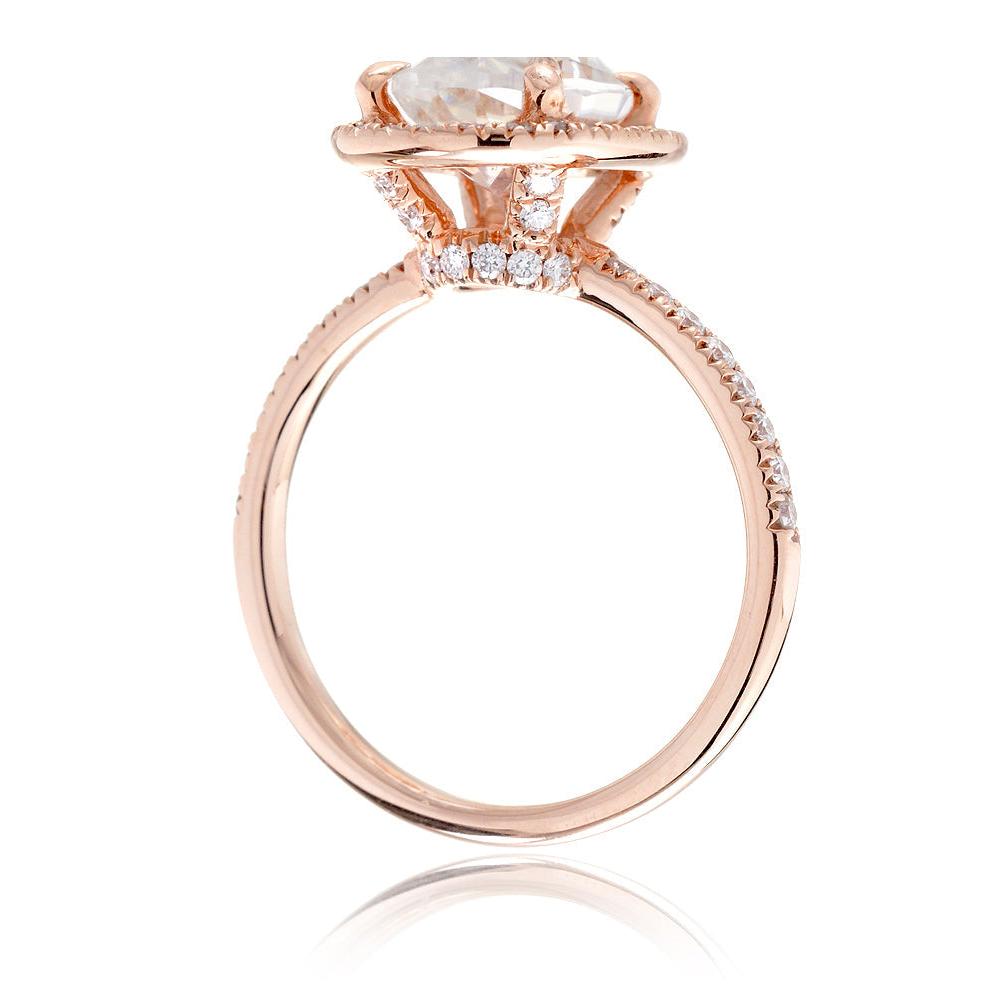 Oval brilliant cut diamond engagement ring the Drenched rose gold side view