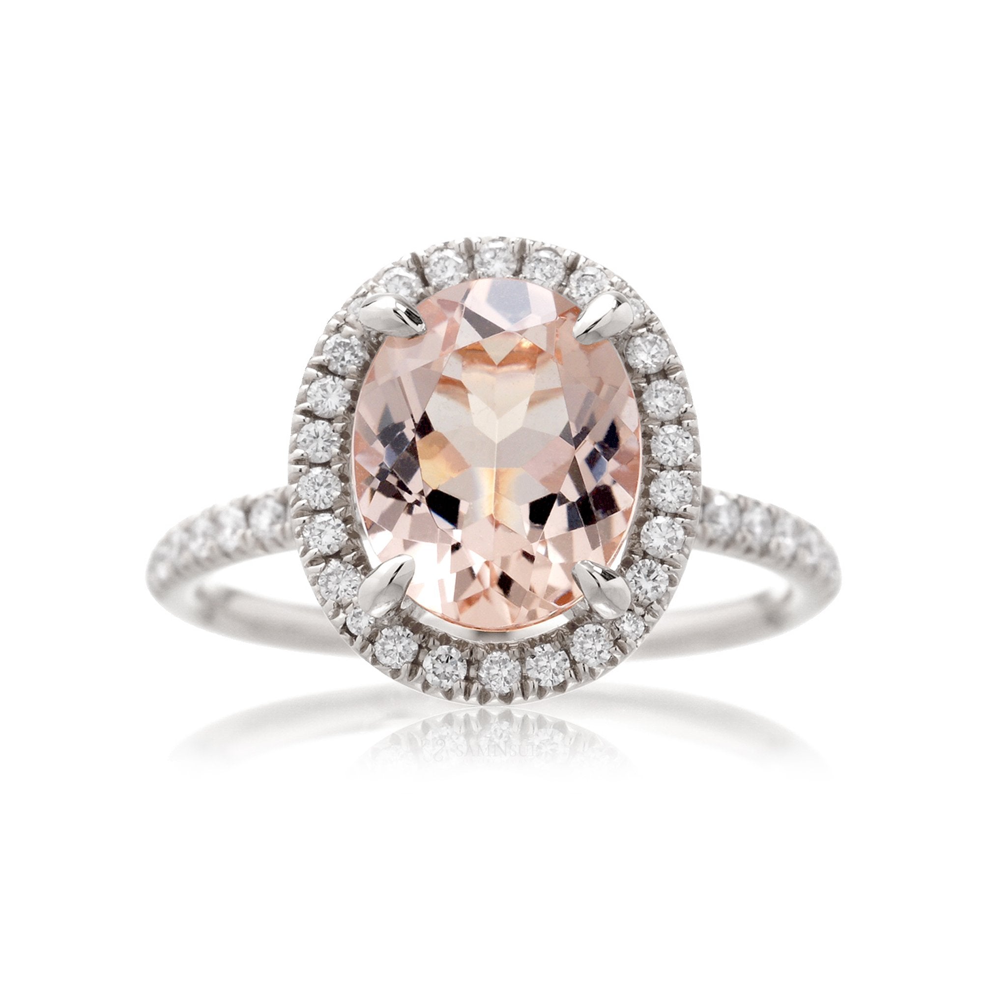 Oval cut morganite engagement ring The Drenched white gold