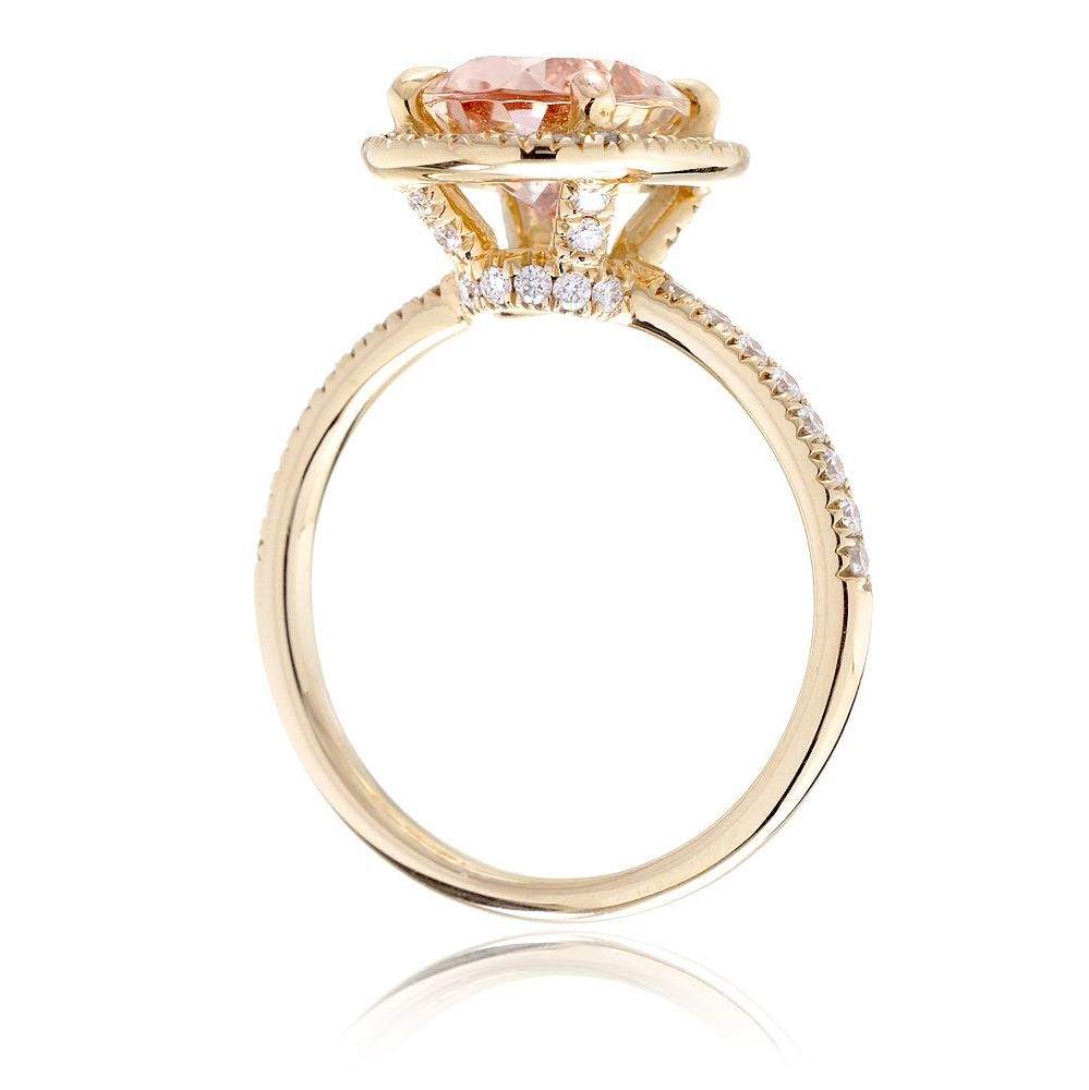 Oval cut morganite engagement ring The Drenched yellow gold side view