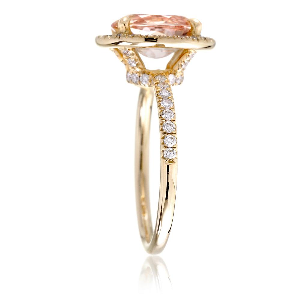 Oval cut morganite engagement ring The Drenched yellow gold profile view