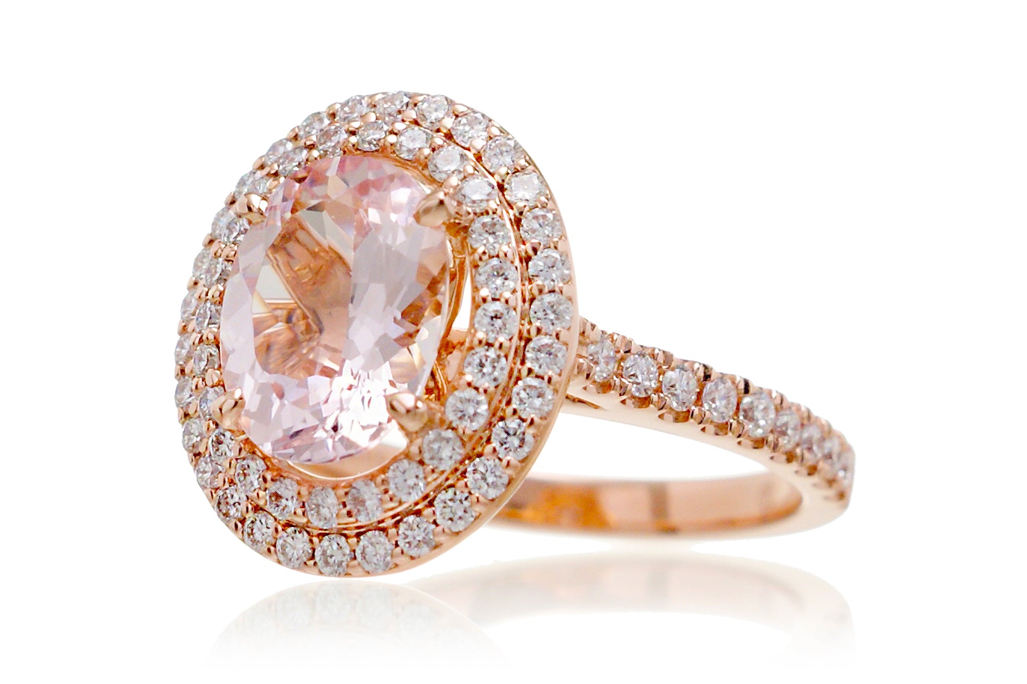 Double halo morganite on sale ring