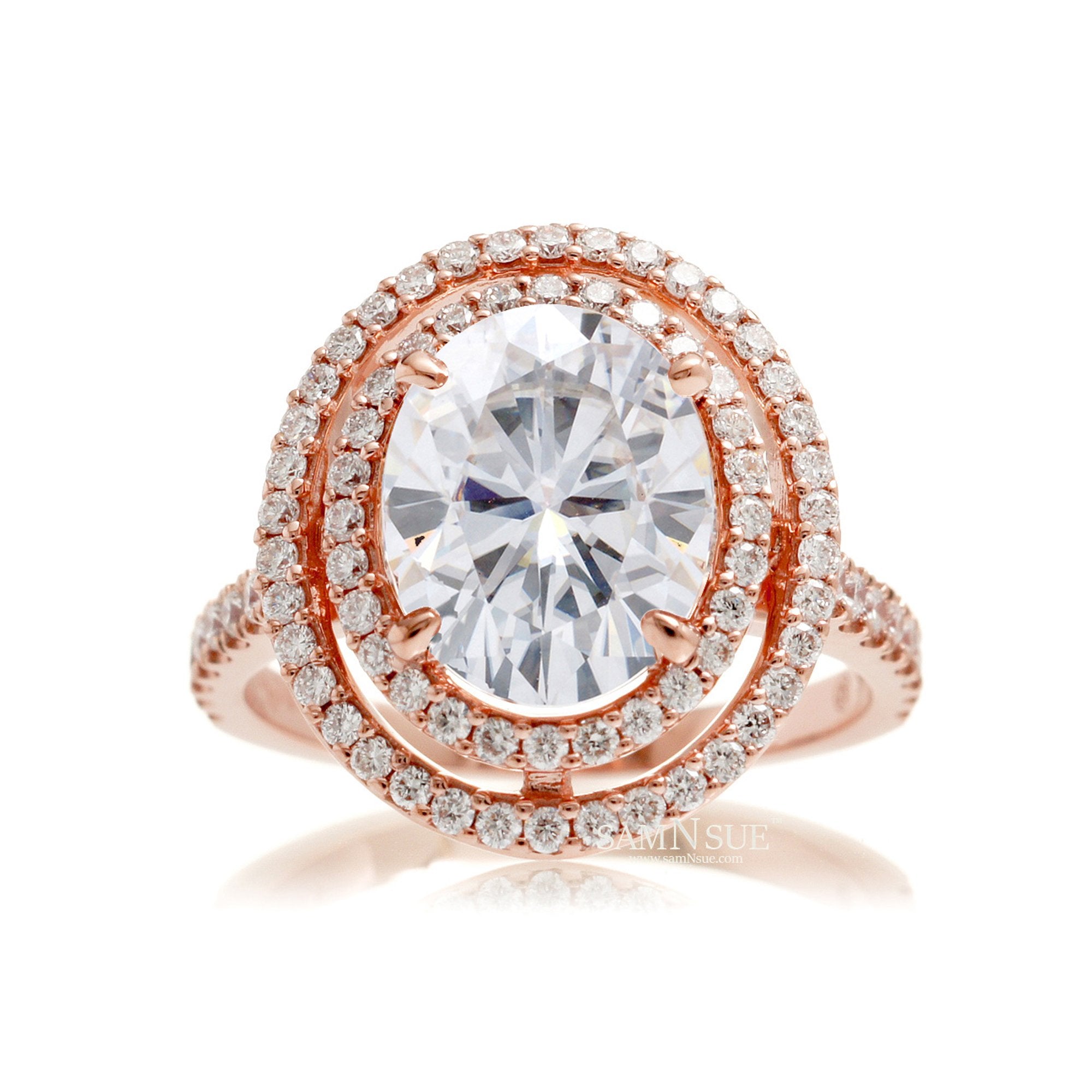 The Steffy Double Halo Oval Moissanite Ring