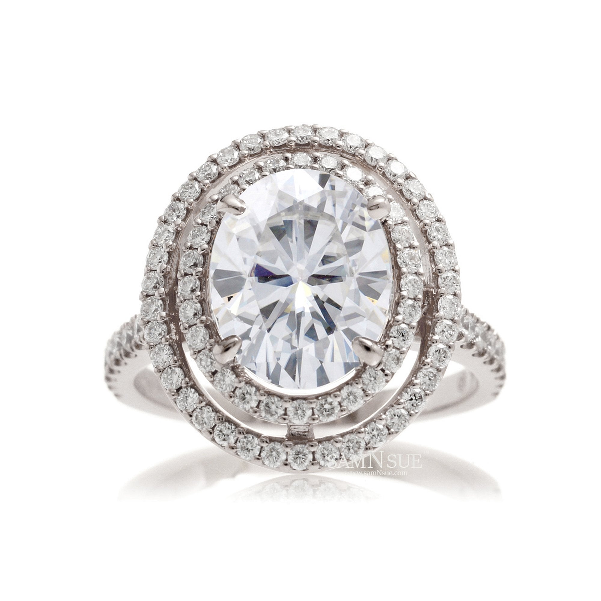 The Steffy Double Halo Oval Moissanite Ring