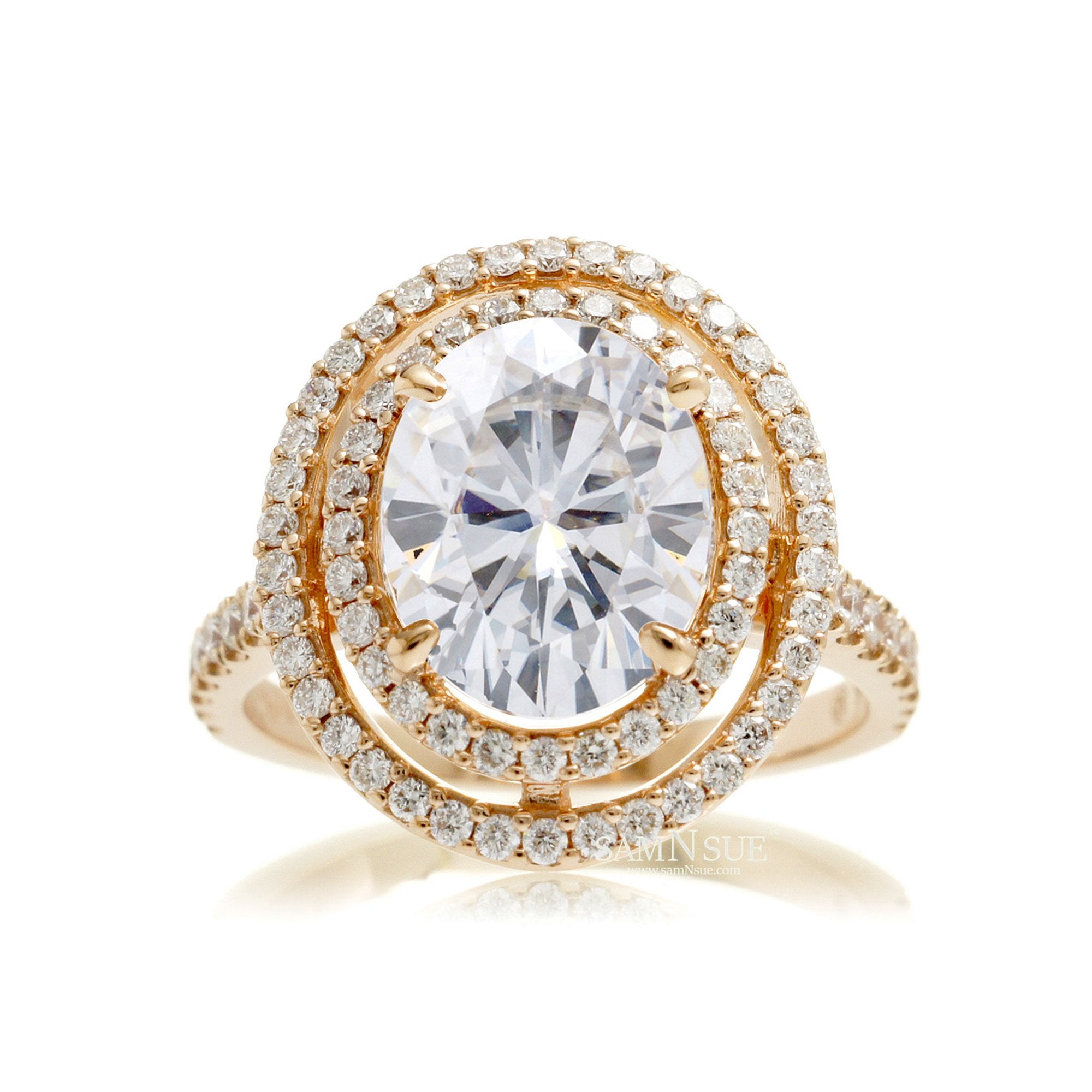 The Steffy Double Halo Oval Moissanite Ring