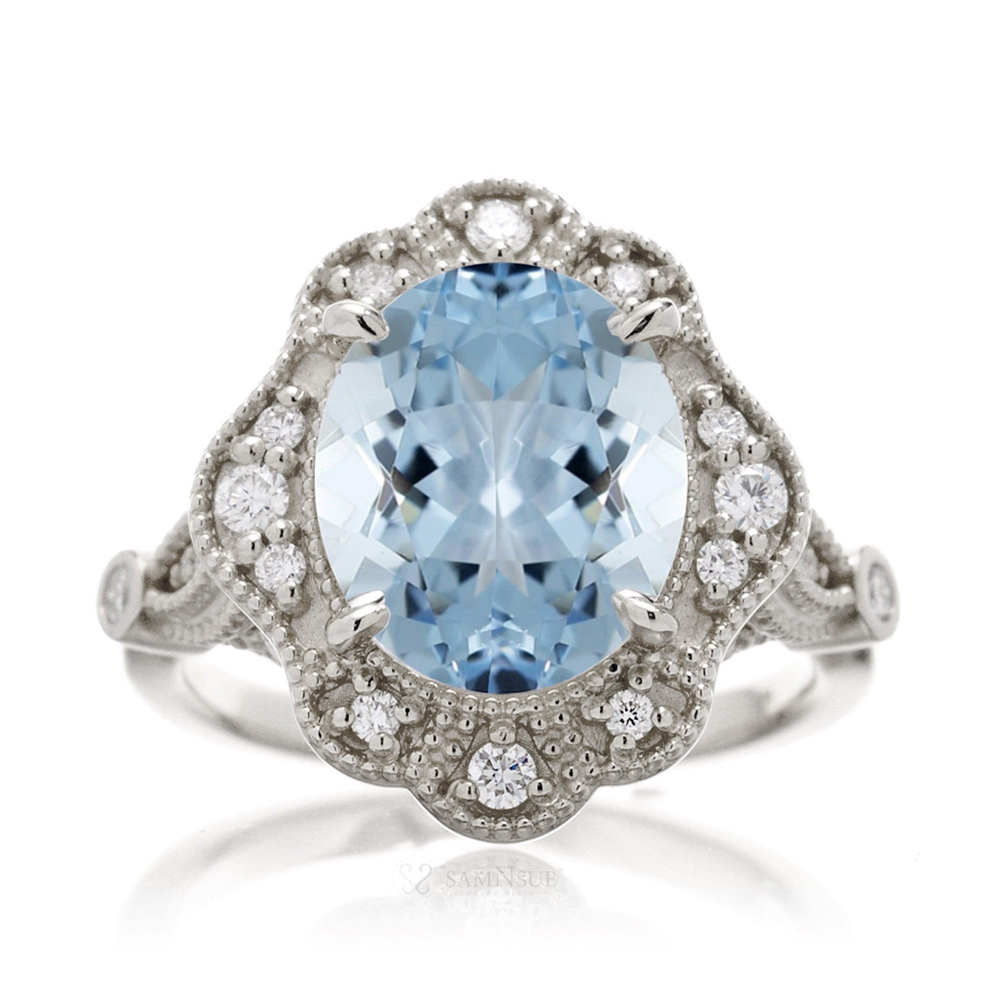 The Victoria Oval Cut Aquamarine Ring