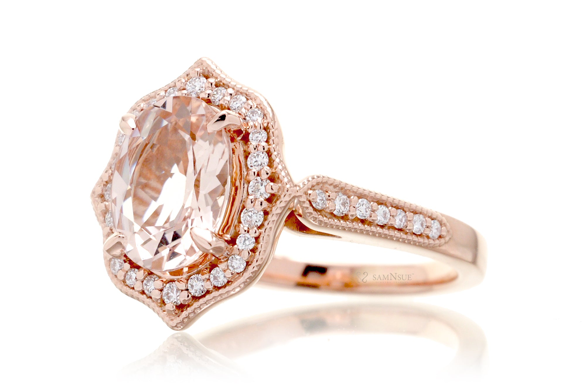 Vintage style morganite hot sale engagement ring