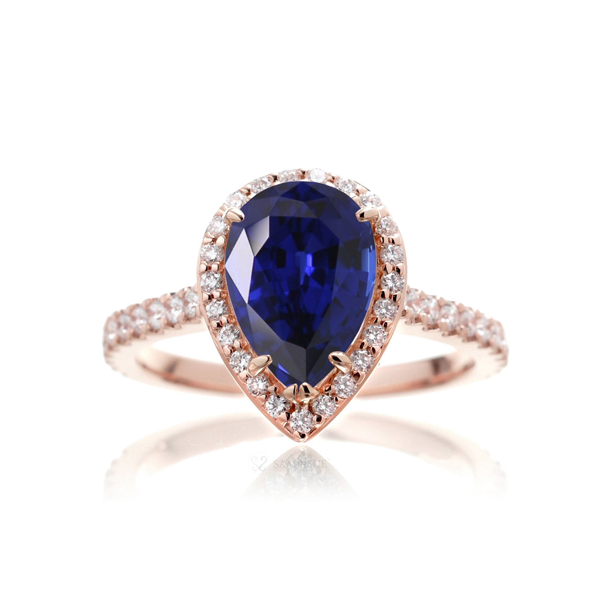 The Sunset Pear Blue Sapphire Ring