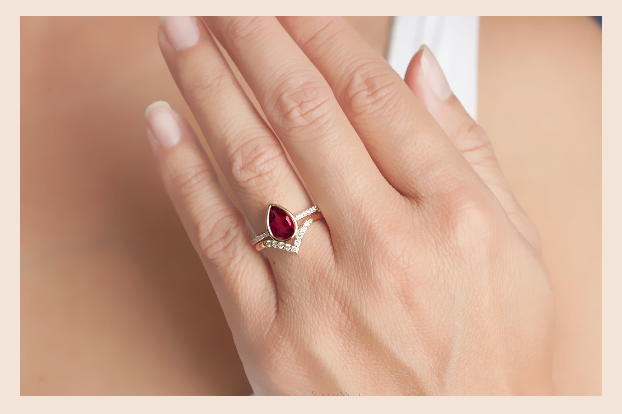 Pear ruby deals ring