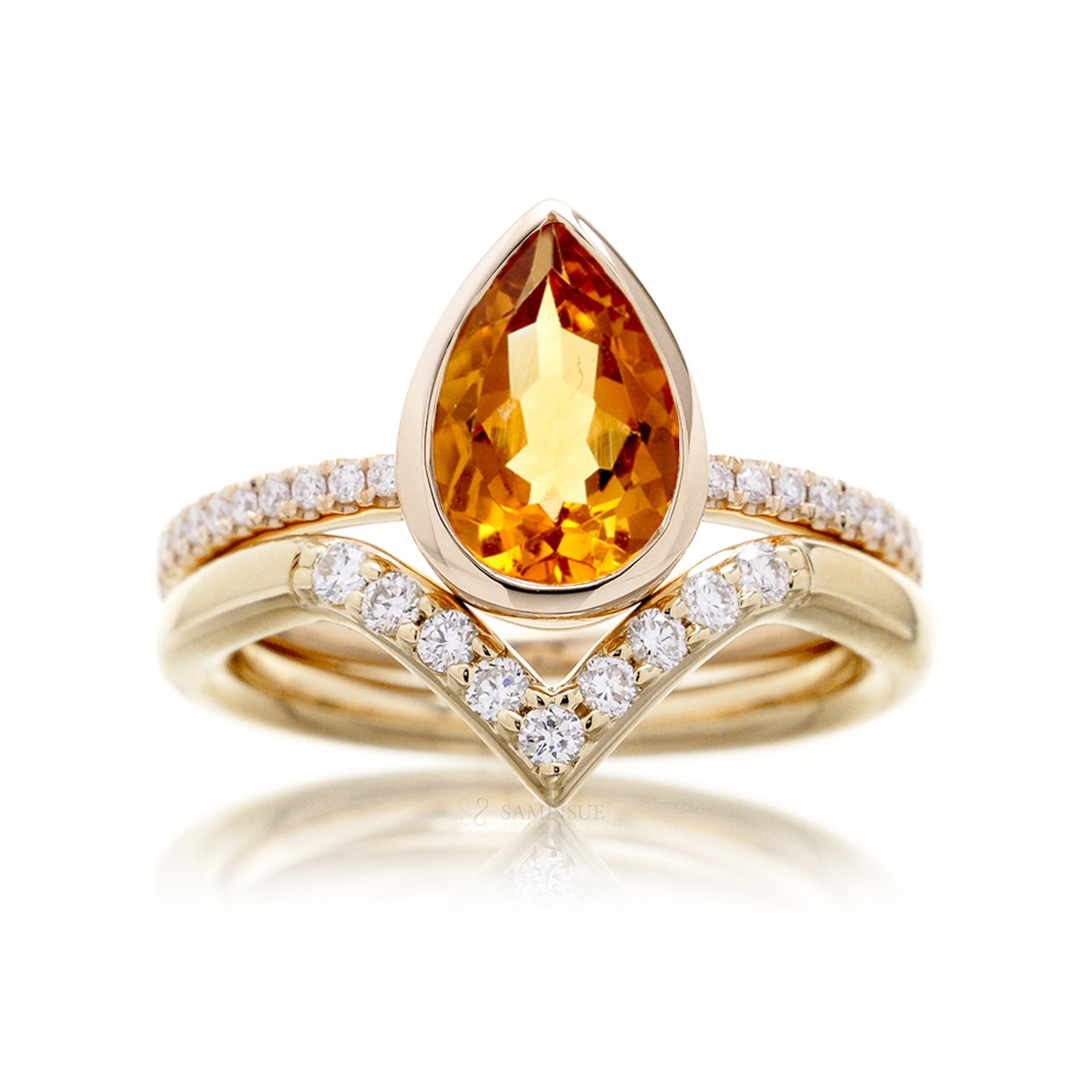 The Beverly Pear Citrine Ring