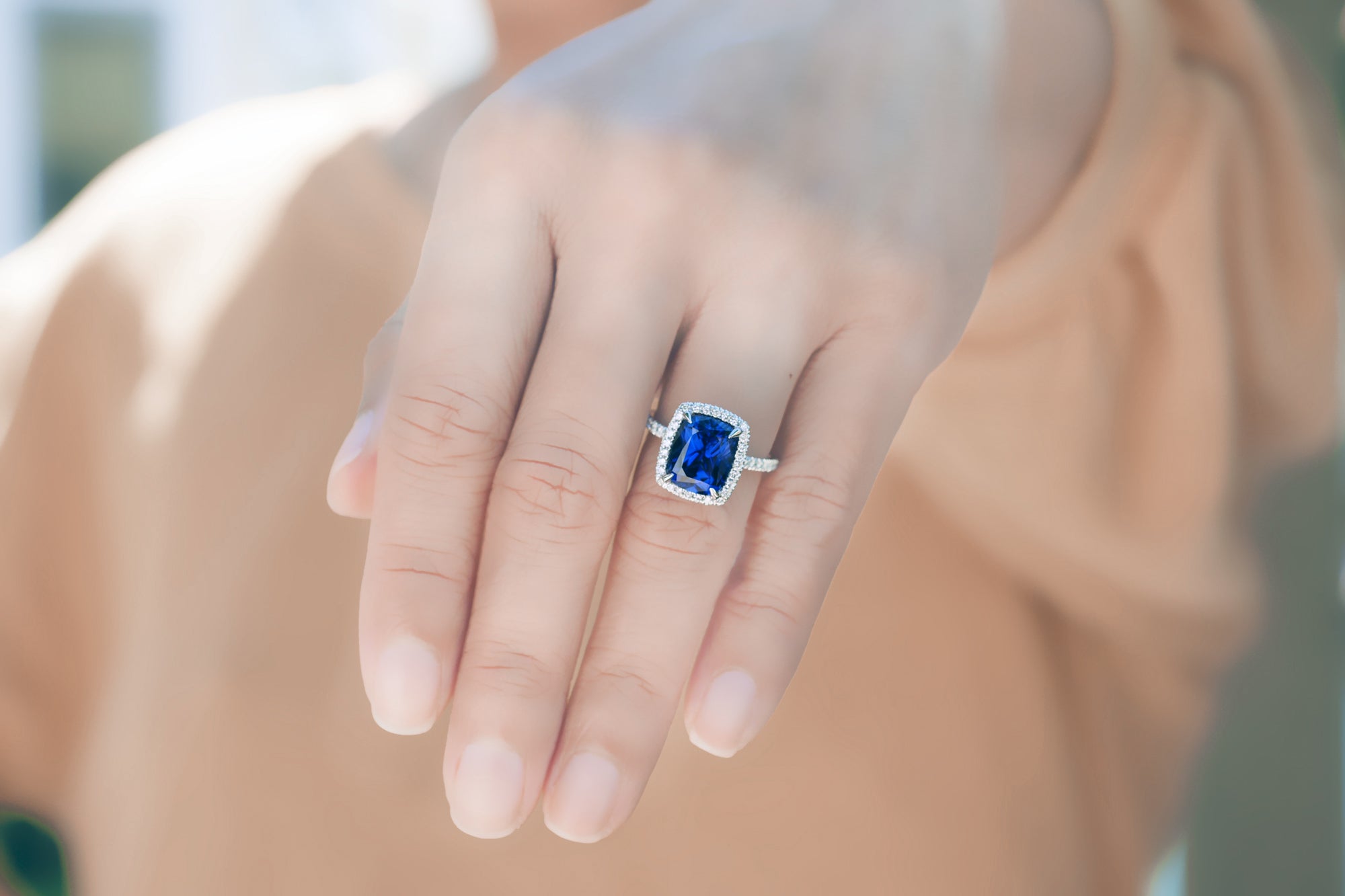 Lab sapphire hot sale engagement rings