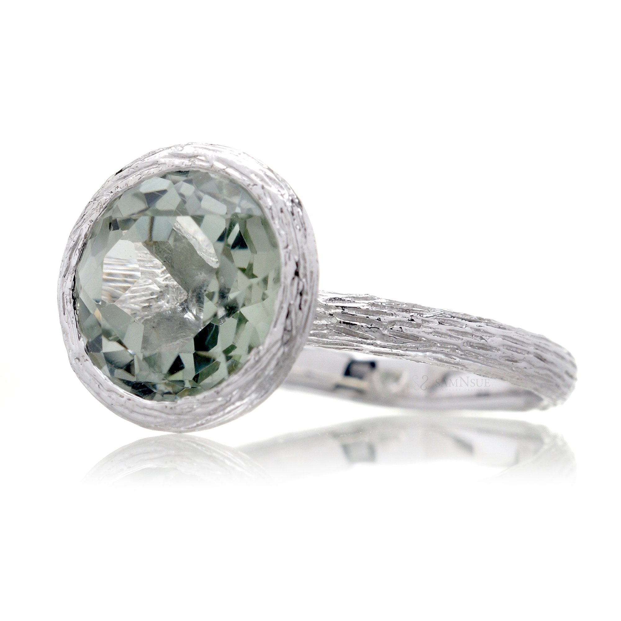 The Twig Round Prasiolite Ring (10mm)