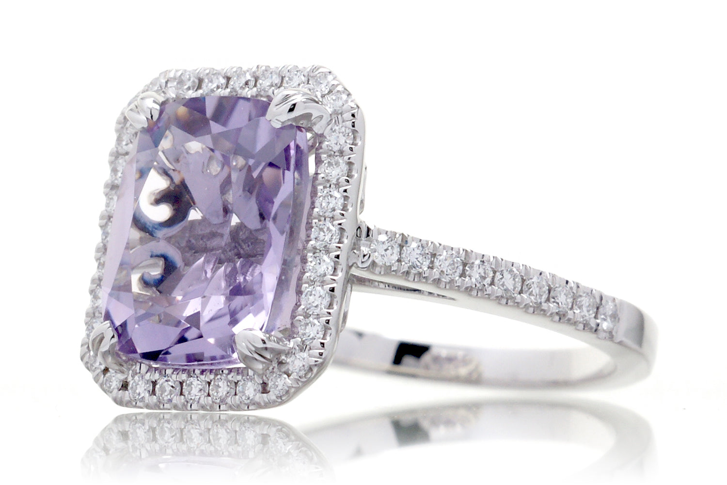 The Signature Cushion Rose De France Amethyst Engagement Ring